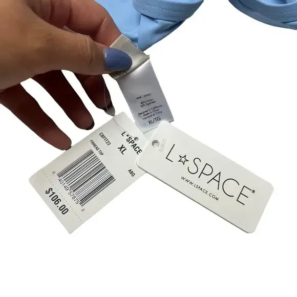 L*SPACE Finneas Bikini Top Aura Bubble Gum Triangle Layered Look Size XL NEW - Picture 7 of 8